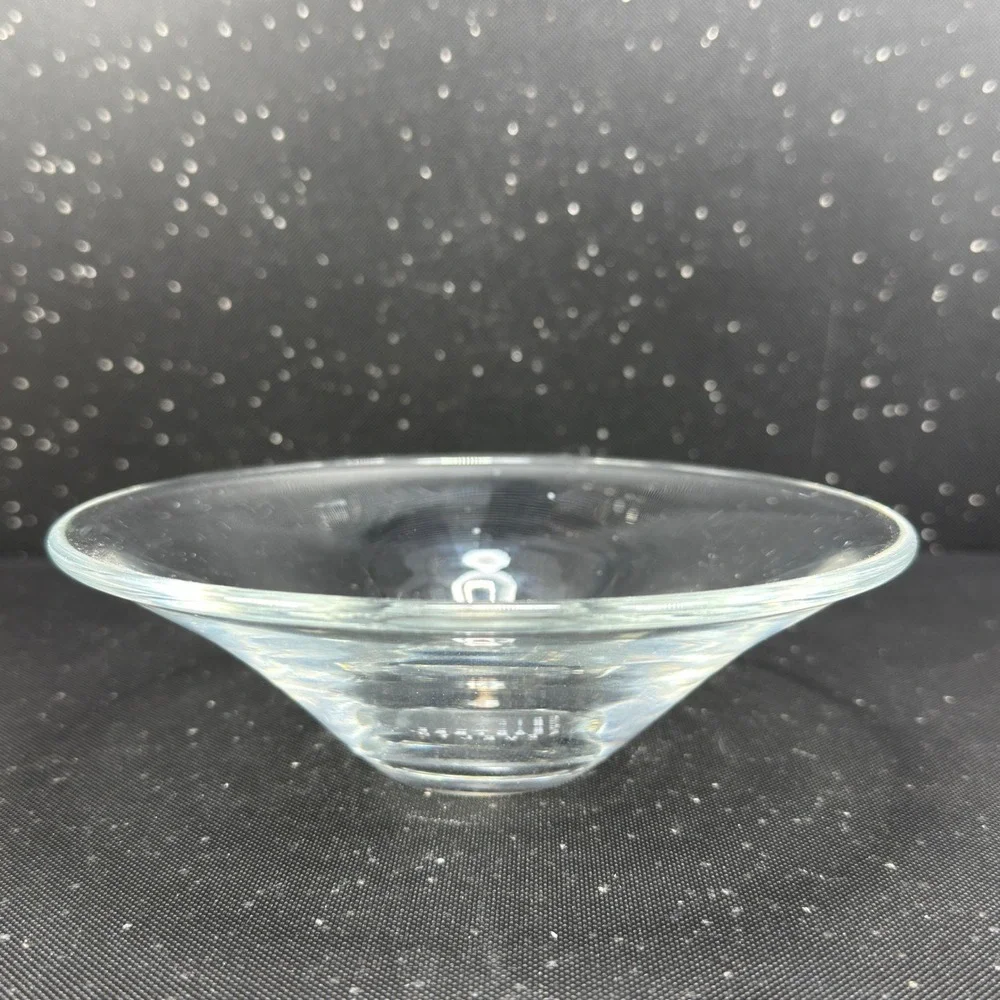 Crabtree & Evelyn Clear Glass Flared Vanity Dish Trinket Bowl 6 Inch Container